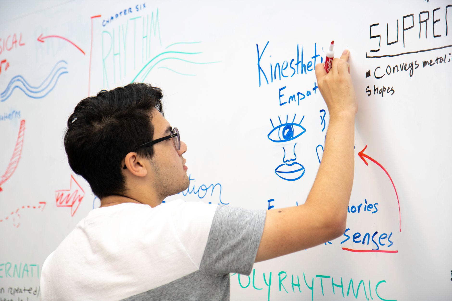 A nursing student weighing a two-year ADN path against a four-year BSN path on a whiteboard