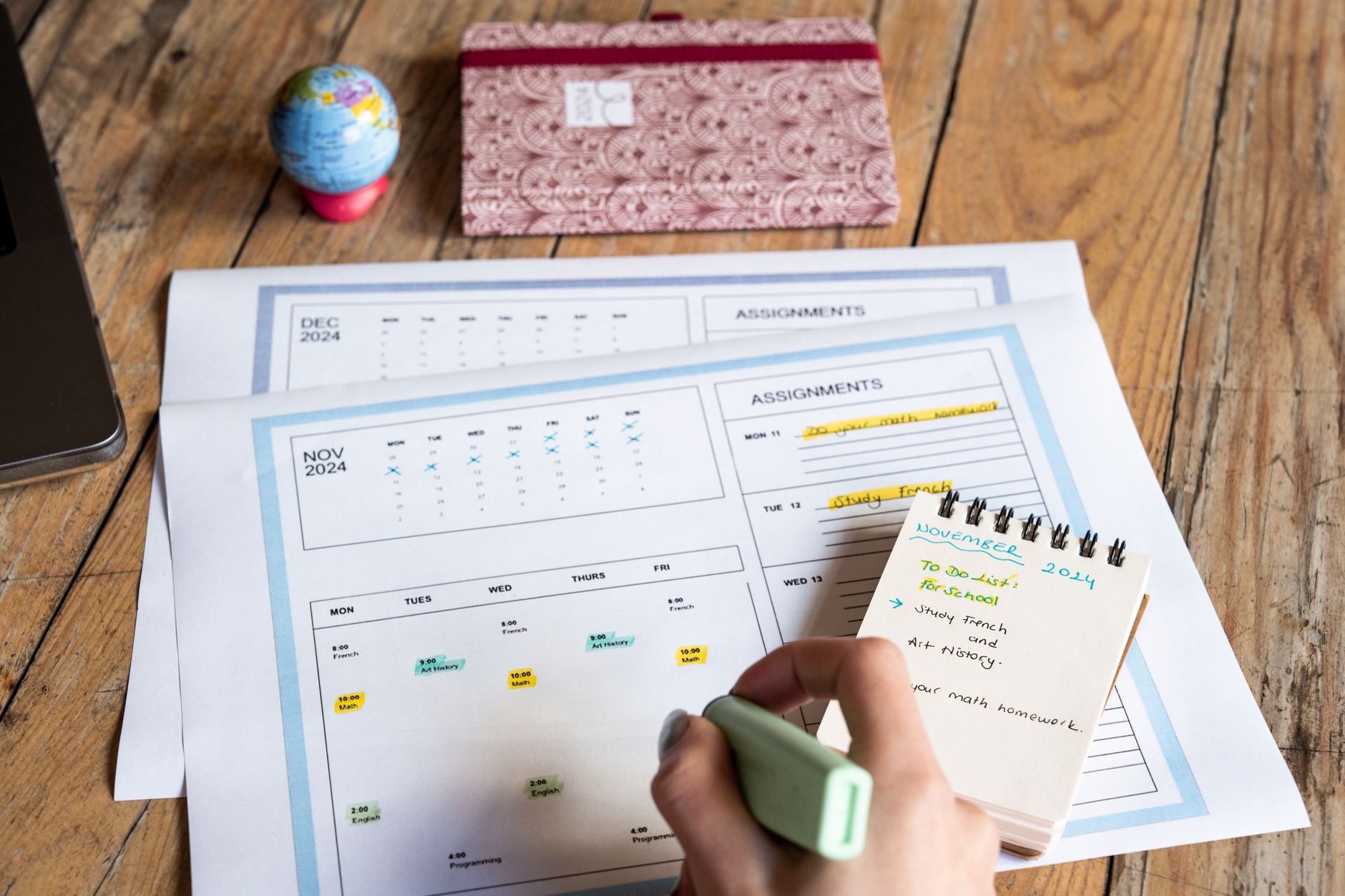 A nursing student spacing study sessions across the week instead of cramming the night before
