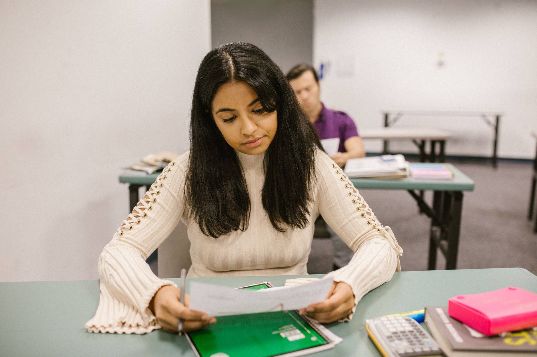 Nursing applicant reviewing TEAS practice-test results by section