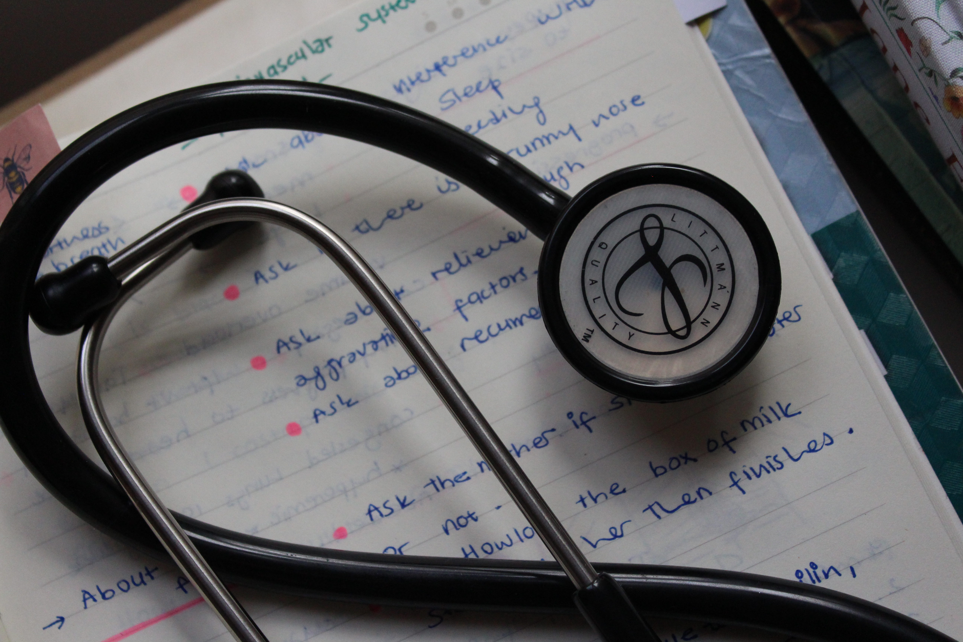 A nursing student blocking study time around clinical and lecture commitments on a weekly planner